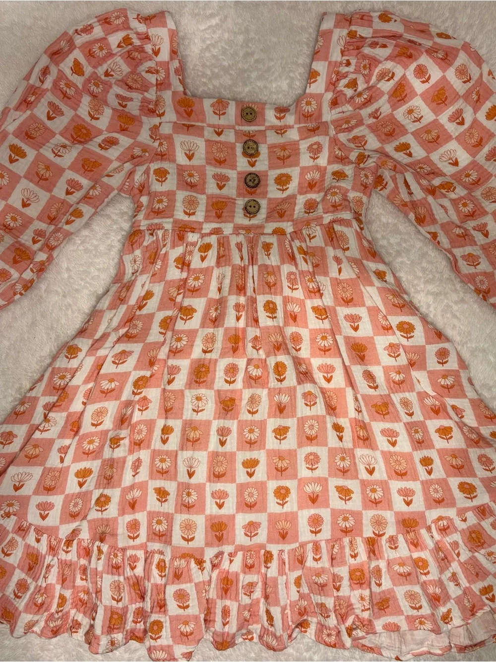 Cheeky Plum puff sleeve gauze dress
